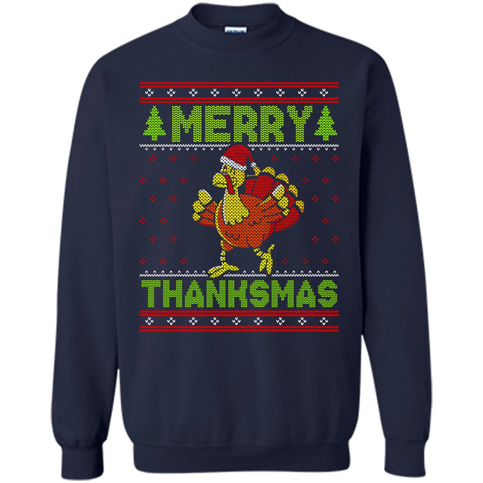 Merry Thankmas Ugly Xmas Thanksgiving Turkey Sweatshirt - Sweatshirt