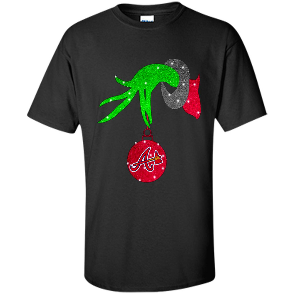 GRINCH HAND HOLDING ATLANTA BRAVES GLITTER CHRISTMAS PINGPONG