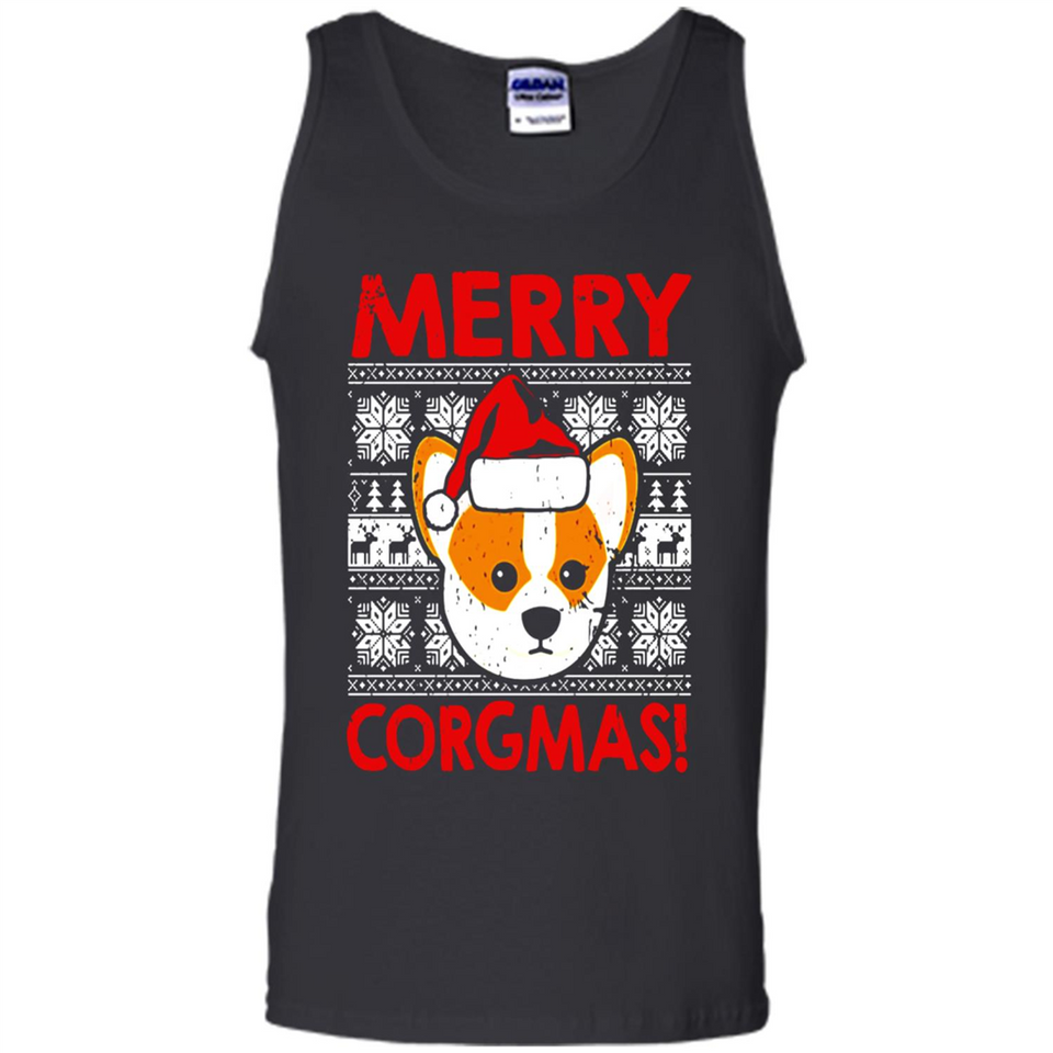 Funny Christmas Santa Corgi Dog Merry Corgmas - Tank Top