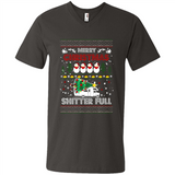 Merry Christmas Shitter Full Christmas Tree Snowman Sweater PINGPONG - Men's V-Neck