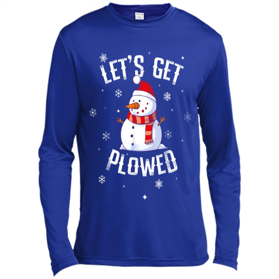 Let's Get Plowed Funny Christmas Snowman - Canvas Long Sleeve T-Shirt