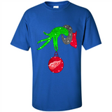 GRINCH HAND HOLDING DETROIT RED WINGS GLITTER CHRISTMAS PINGPONG