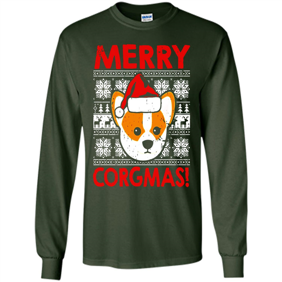 Funny Christmas Santa Corgi Dog Merry Corgmas - Long Sleeve T-Shirt