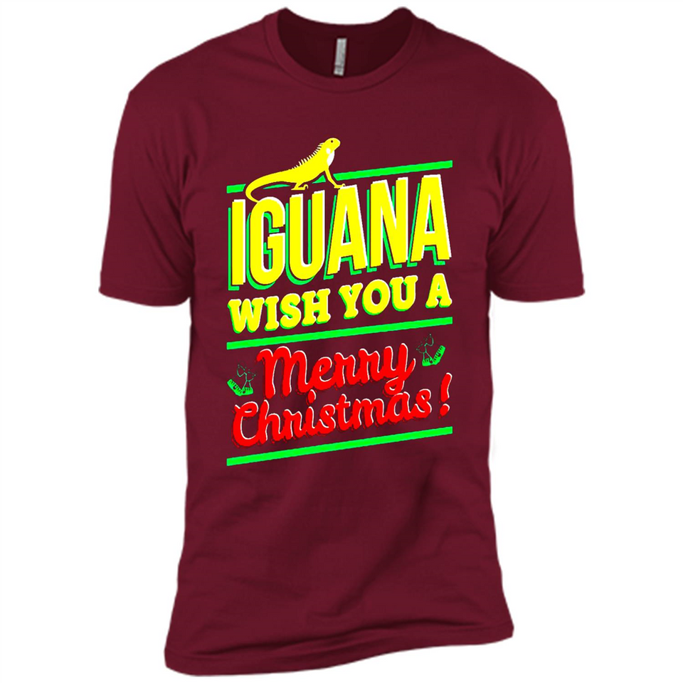 Iguana Wish You A Merry Christmas Animal - Premium Short Sleeve T-Shirt