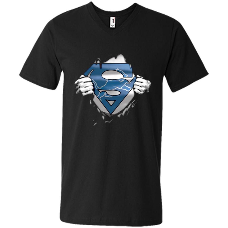 Detroit Lions And Superman Fans - Men's V-Neck