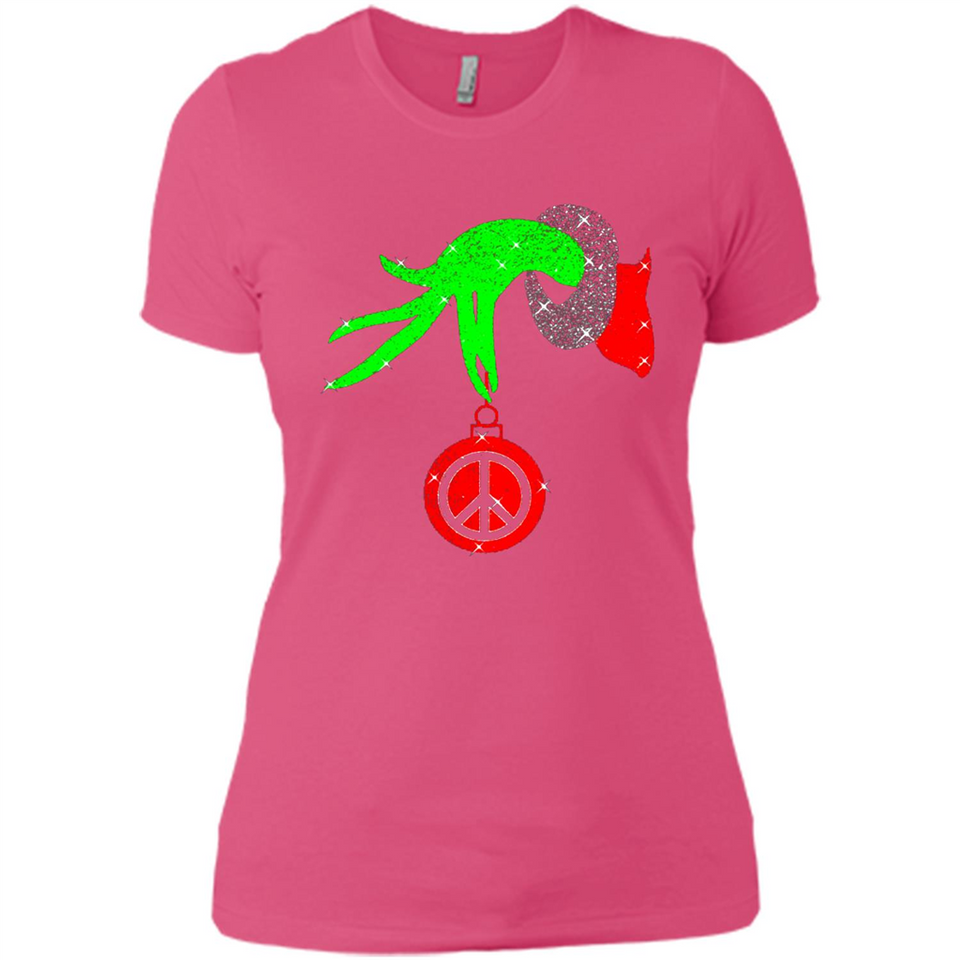 Christmas The Grinch Hand Holding Hippie Ornament - Ladies' Boyfriend T-Shirt
