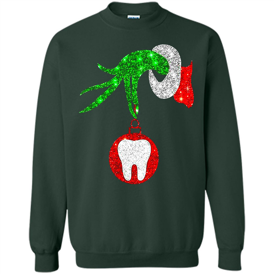 Christmas Nurse Grinch hand holding clinic dental ornament - Sweatshirt