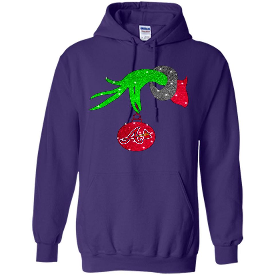 GRINCH HAND HOLDING ATLANTA BRAVES GLITTER CHRISTMAS PINGPONG