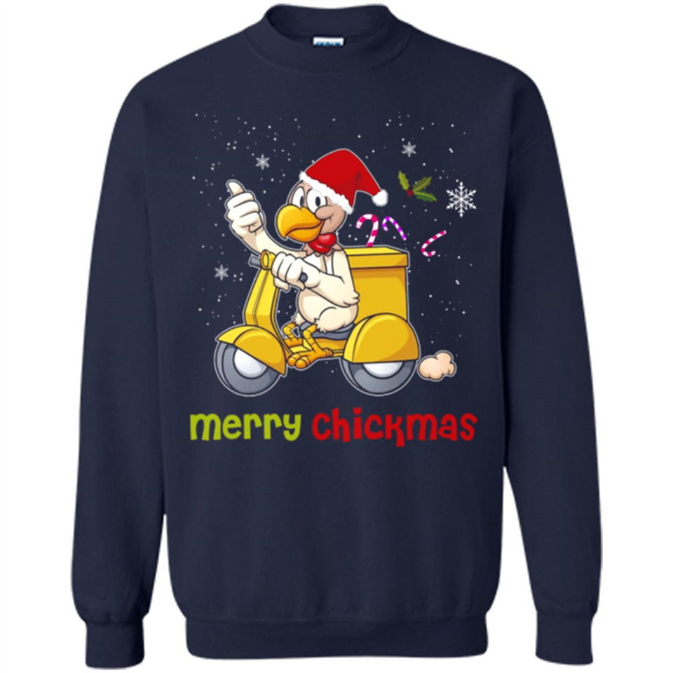 Funny Santa Christmas Chicken Shirt - Merry Chickmas - Sweatshirt