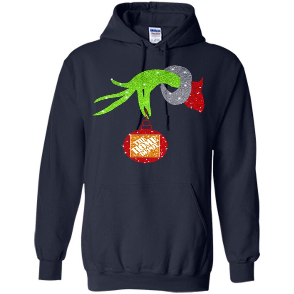Grinch hand holding Logo HomeDepot Glitter Christmas - Hoodie