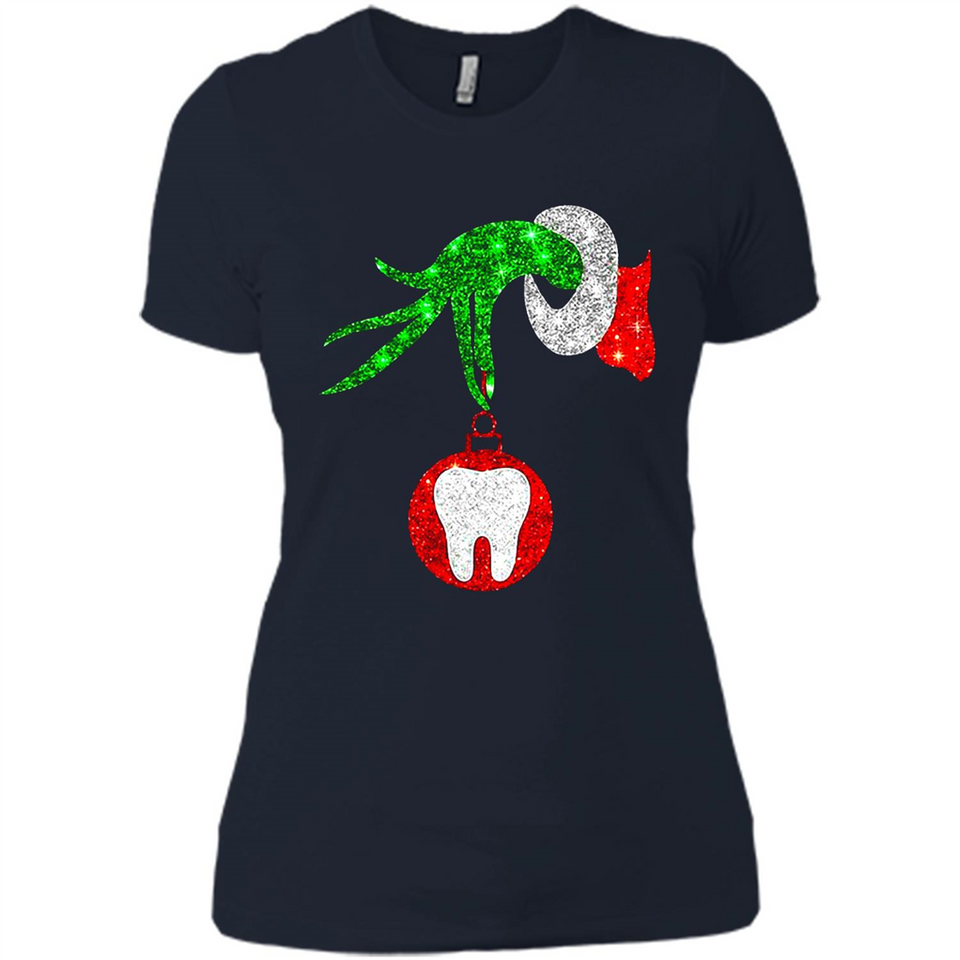 Christmas Nurse Grinch hand holding clinic dental ornament - Ladies' Boyfriend T-Shirt