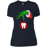 Christmas Nurse Grinch hand holding clinic dental ornament - Ladies' Boyfriend T-Shirt