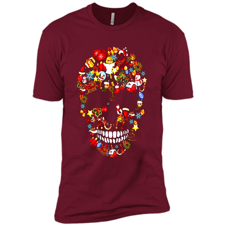 Skull Christmas Decorations Merry Xmas T-Shirt - Premium Short Sleeve T-Shirt