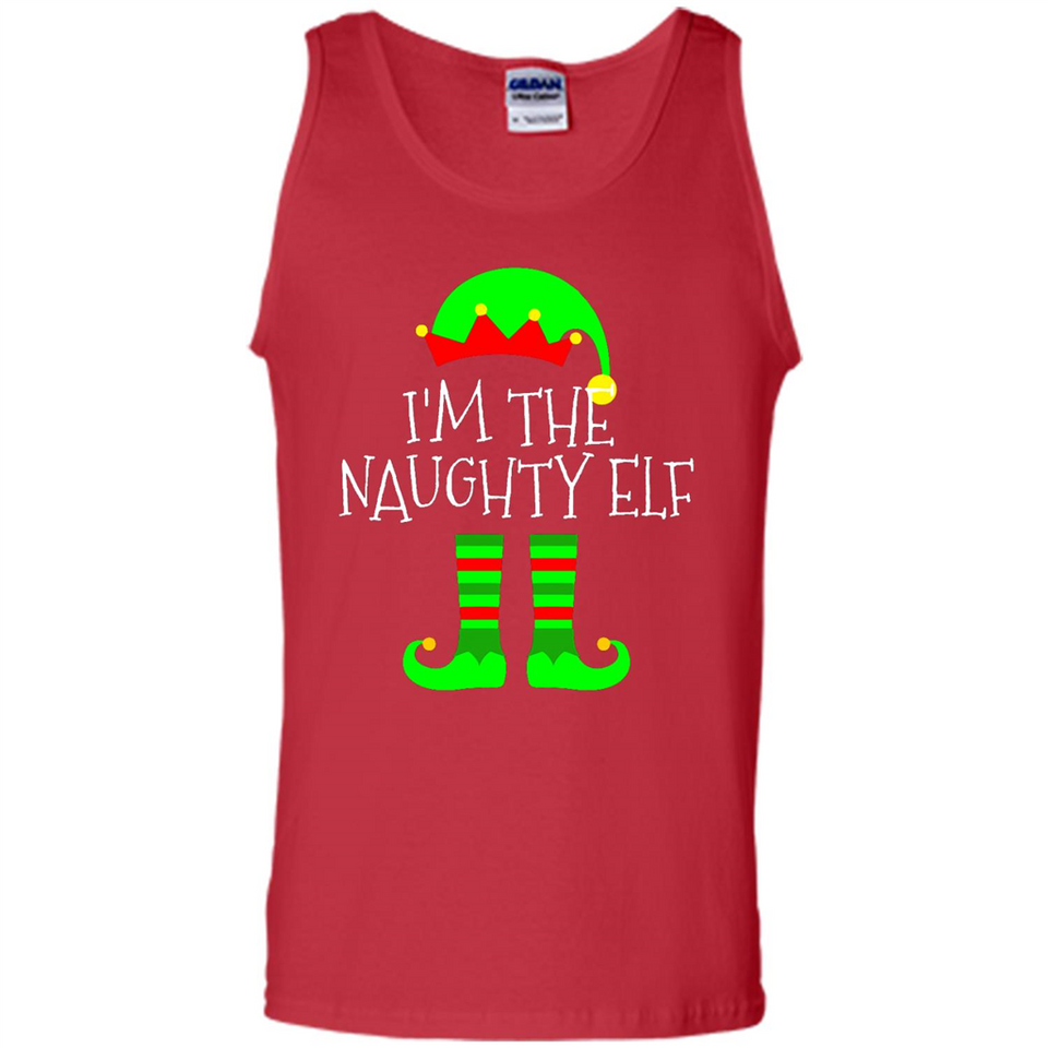 Matching Family Christmas Shirt Funny I'm The Naughty Elf Black mugs PINGPONG - Tank Top