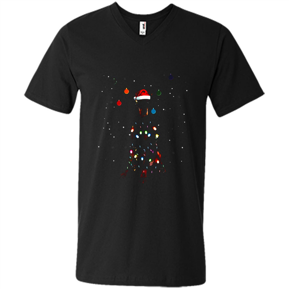 Doberman Santa Lights Christmas Dog Xmas Sweatshirt - Men's V-Neck