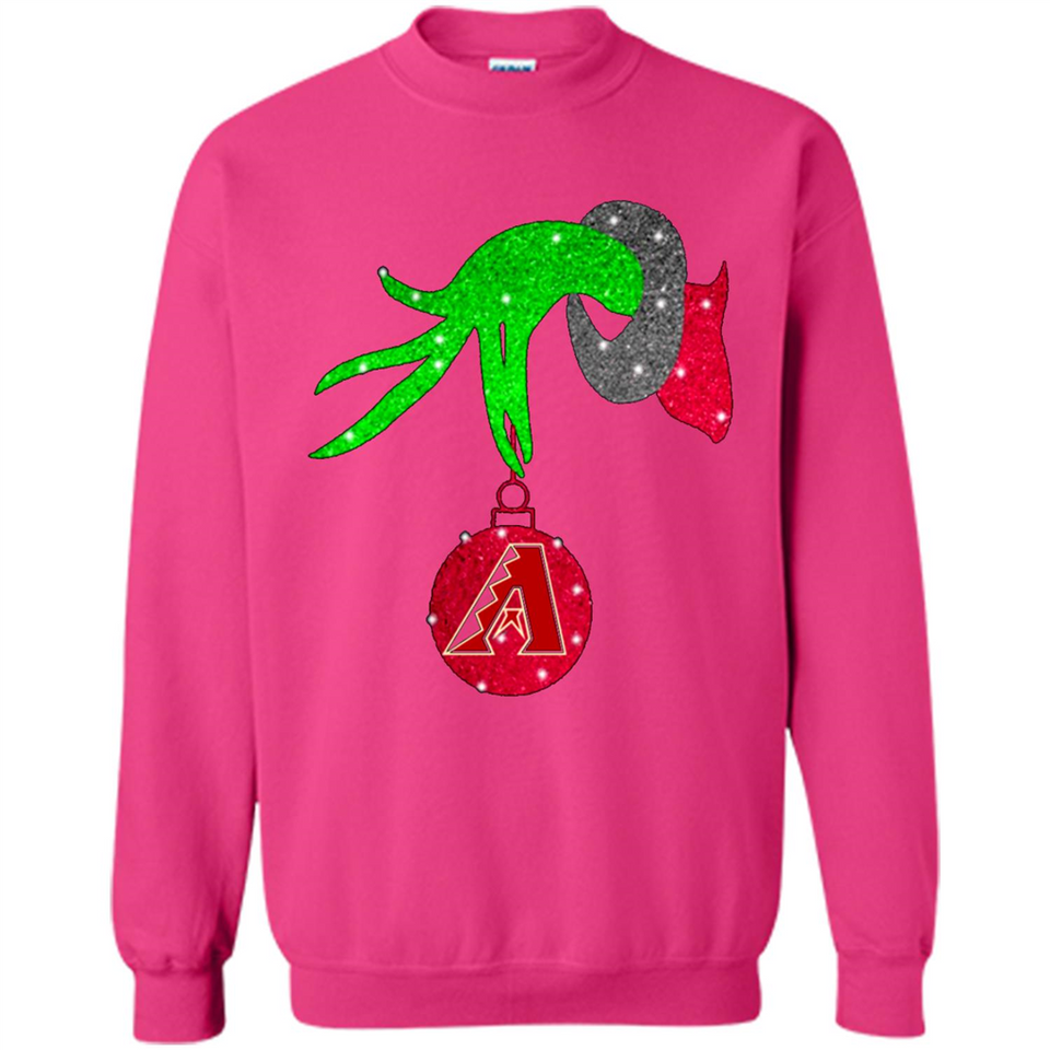GRINCH HAND HOLDING ARIZONA DIAMONDBACKS GLITTER CHRISTMAS PINGPONG