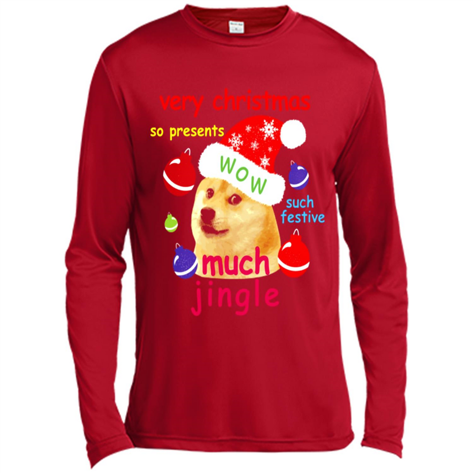 Christmas Doge Meme Shirts Funny Santa Shiba Inu Dog - Canvas Long Sleeve T-Shirt