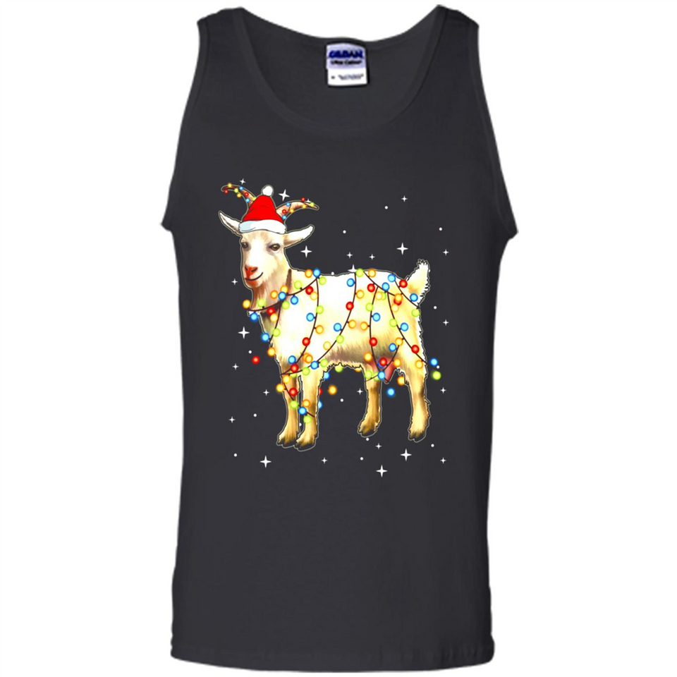 Christmas Lights Goat Wearing Santa Hat Funny Xmas - Tank Top