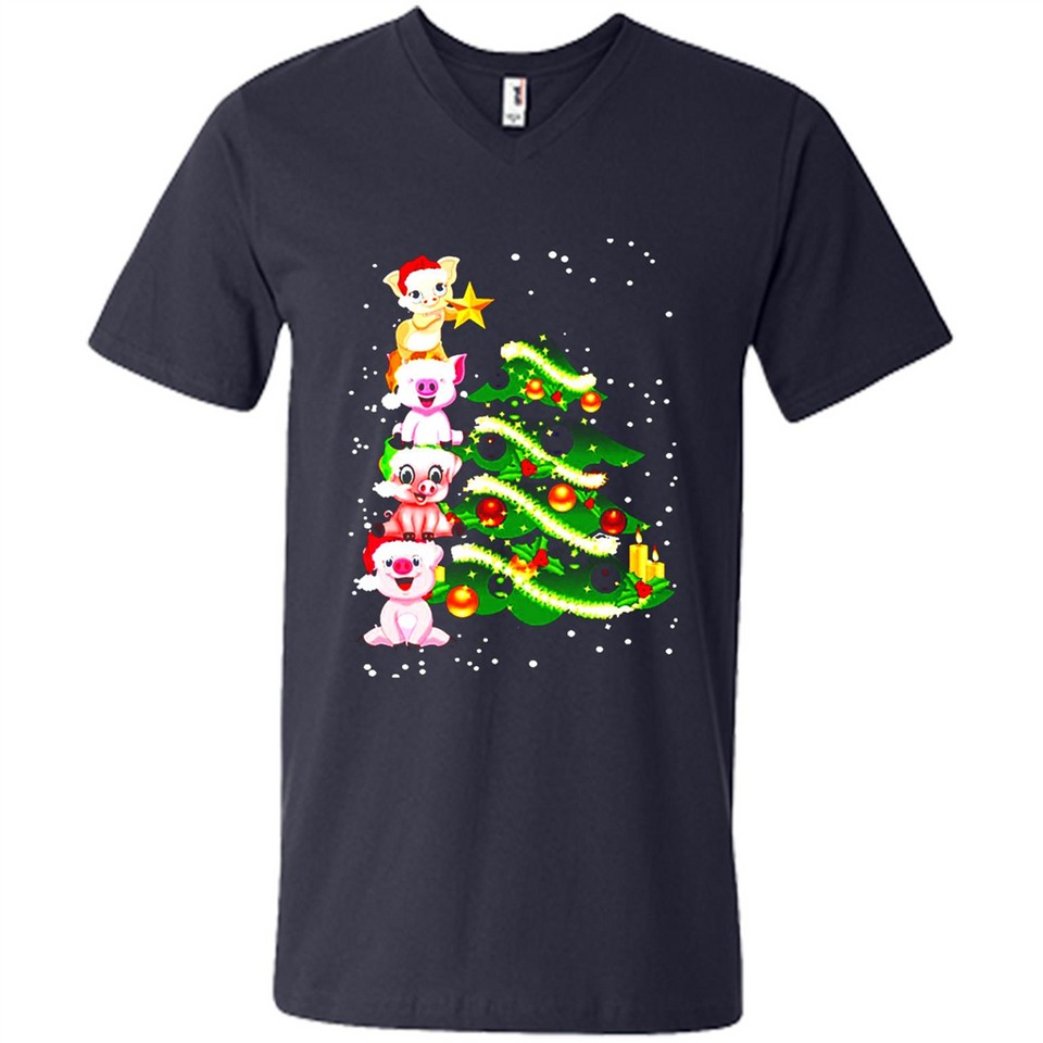 Pigs Christmas T Shirt PINGPONG - Men's V-Neck