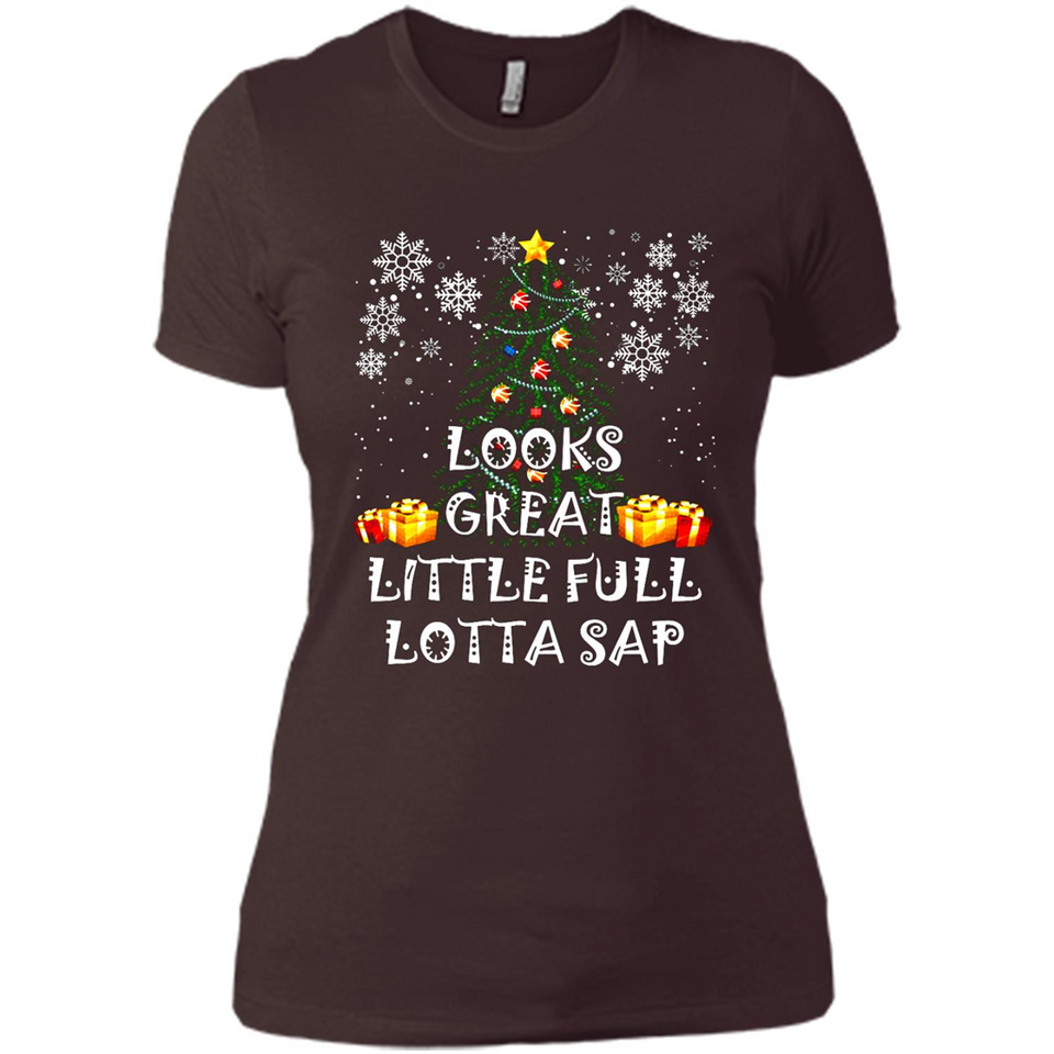 Looks Great Little Full Lotta Sap Funny Christmas Tree Mug PINGPONG - Ladies' Boyfriend T-Shirt