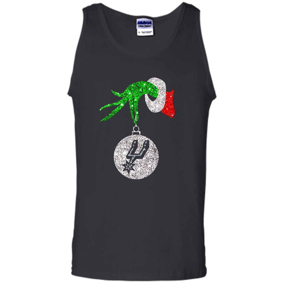 Amazing shirt San Antonio Spurs Glitter Grinch Monogram Ornament Christmas Gift - Tank Top