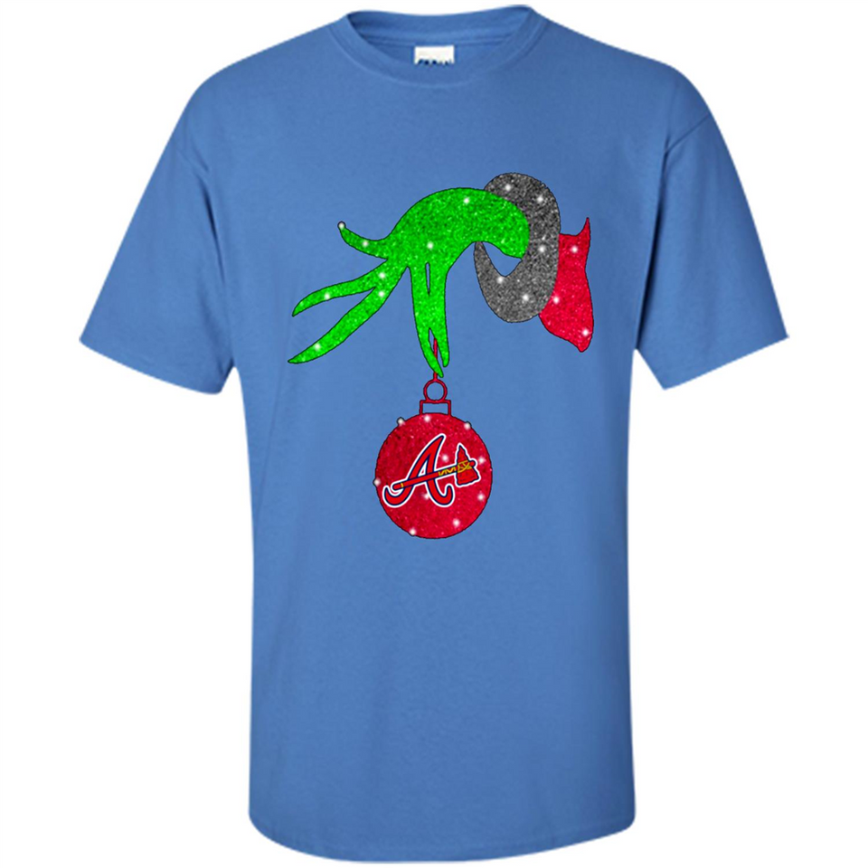 GRINCH HAND HOLDING ATLANTA BRAVES GLITTER CHRISTMAS PINGPONG