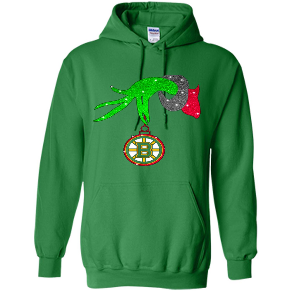 GRINCH HAND HOLDING BOSTON BRUINS GLITTER CHRISTMAS PINGPONG