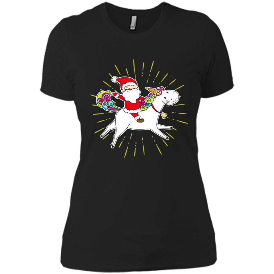 Unicorn And Santa Christmas - Ladies' Boyfriend T-Shirt