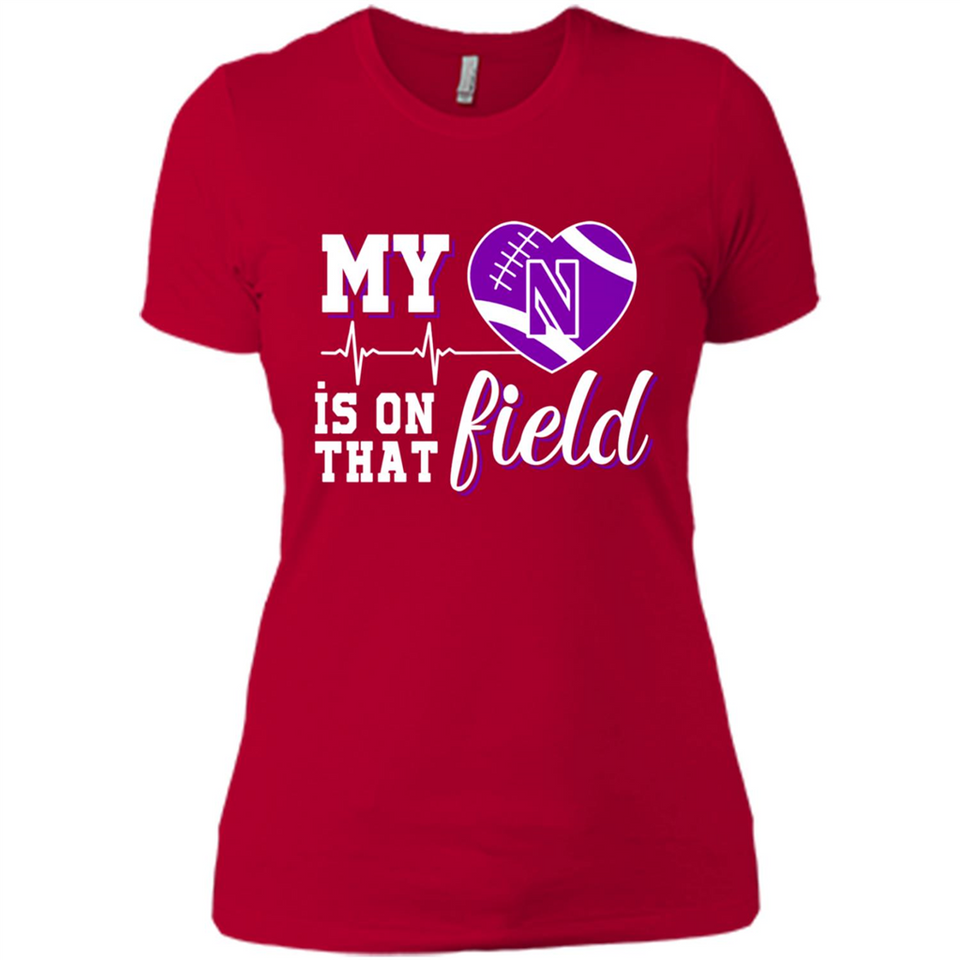 Northwestern Wildcats Football My Heart is on that Field - Ladies' Boyfriend T-Shirt