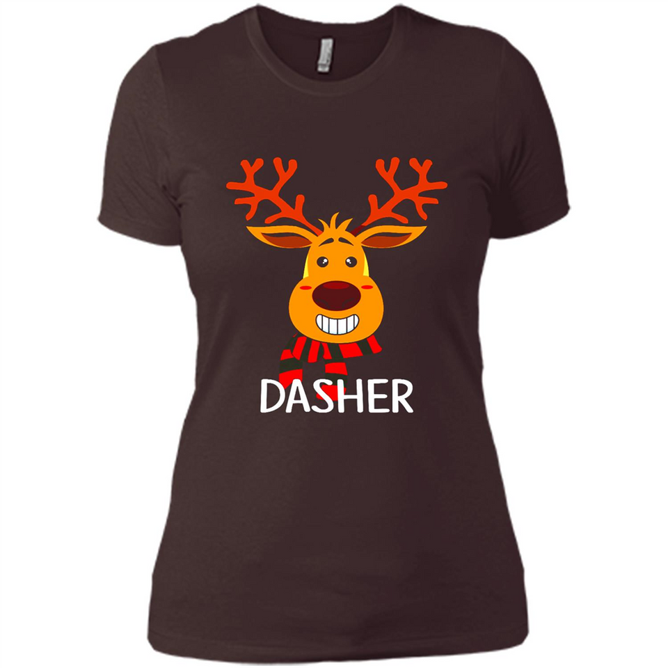 Dasher Reindeer Santa Claus Funny Xmas Holiday T-Shirt - Ladies' Boyfriend T-Shirt