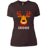 Dasher Reindeer Santa Claus Funny Xmas Holiday T-Shirt - Ladies' Boyfriend T-Shirt