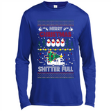 Merry Christmas Shitter Full Christmas Tree Snowman Sweater PINGPONG - Canvas Long Sleeve T-Shirt