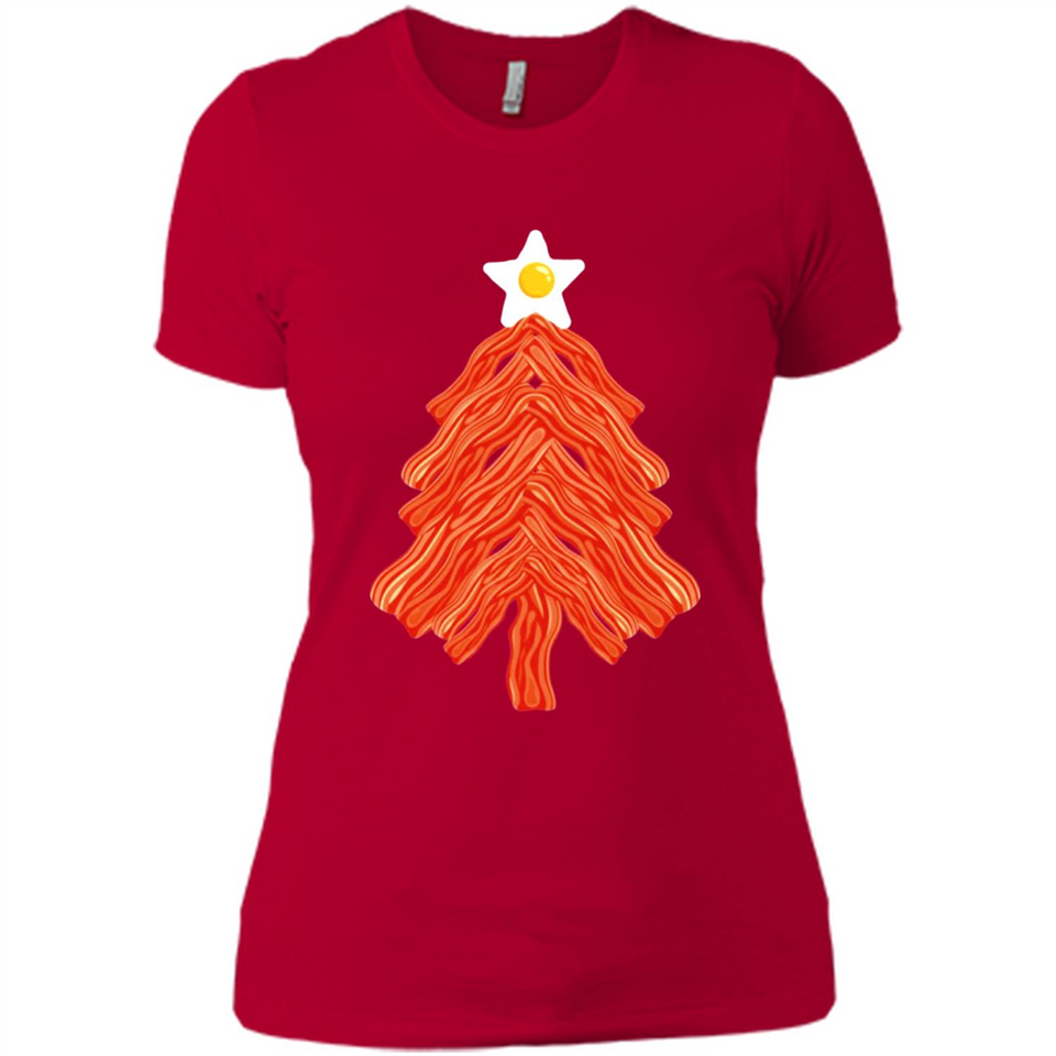 Bacon & Eggs Over Easy Fried Food Breakfast Xmas Tree Foodie - Ladies' Boyfriend T-Shirt