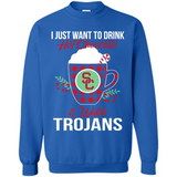I Just Want To Drink Hot Chocolate & Watch USC Trojans Ugly Christmas Sweater PINGPONG