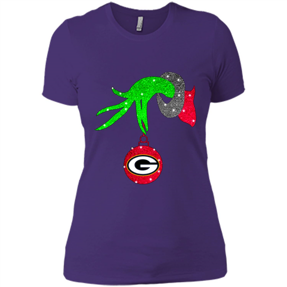 GRINCH HAND HOLDING GREEN BAY PACKERS GLITTER CHRISTMAS PINGPONG