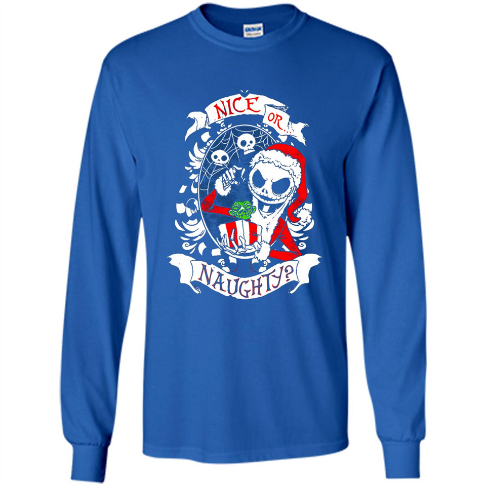 Christmas Shirt, Santa Nice Or Naughty Xmas - Long Sleeve T-Shirt