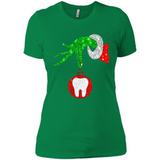 Christmas Nurse Grinch hand holding clinic dental ornament - Ladies' Boyfriend T-Shirt
