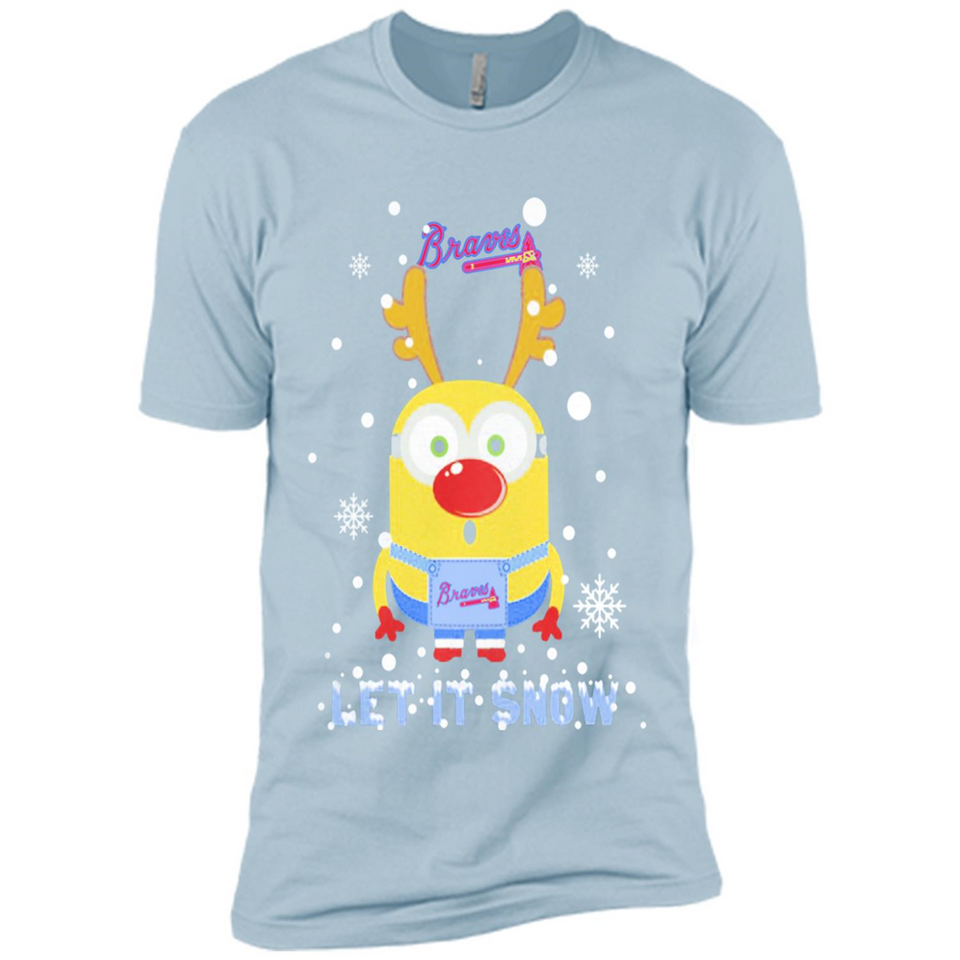 Minion Atlanta Braves Ugly Christmas Sweater Let it Snow - Premium Short Sleeve T-Shirt
