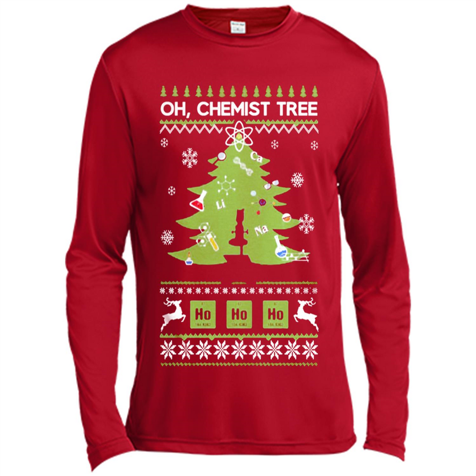 Oh Chemist Tree Ugly Christmas Sweater - Canvas Long Sleeve T-Shirt