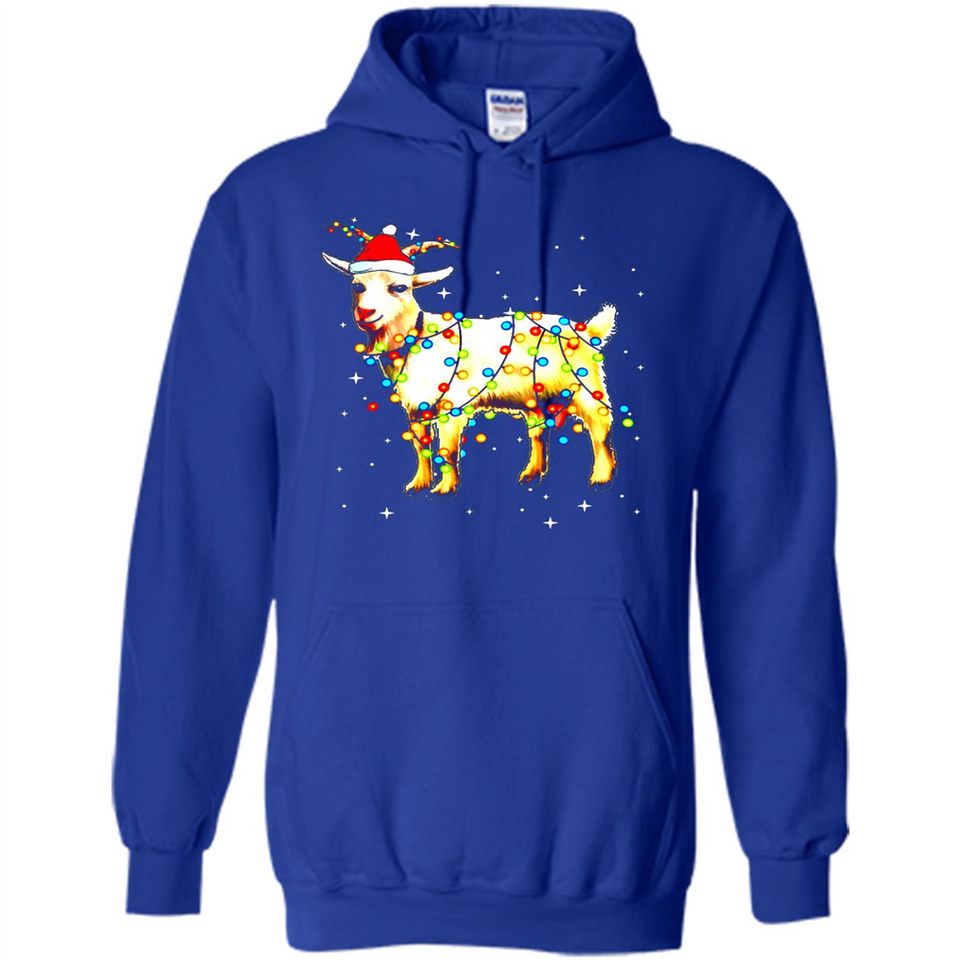 Christmas Lights Goat Wearing Santa Hat T-Shirt - Hoodie