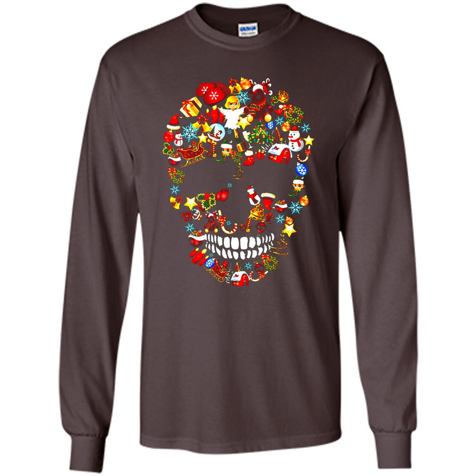 Skull Christmas Decorations Merry Xmas T-Shirt - Long Sleeve T-Shirt