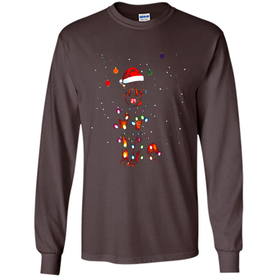 Rottweiler Santa Lights Christmas Dog Xmas Sweatshirt - Long Sleeve T-Shirt