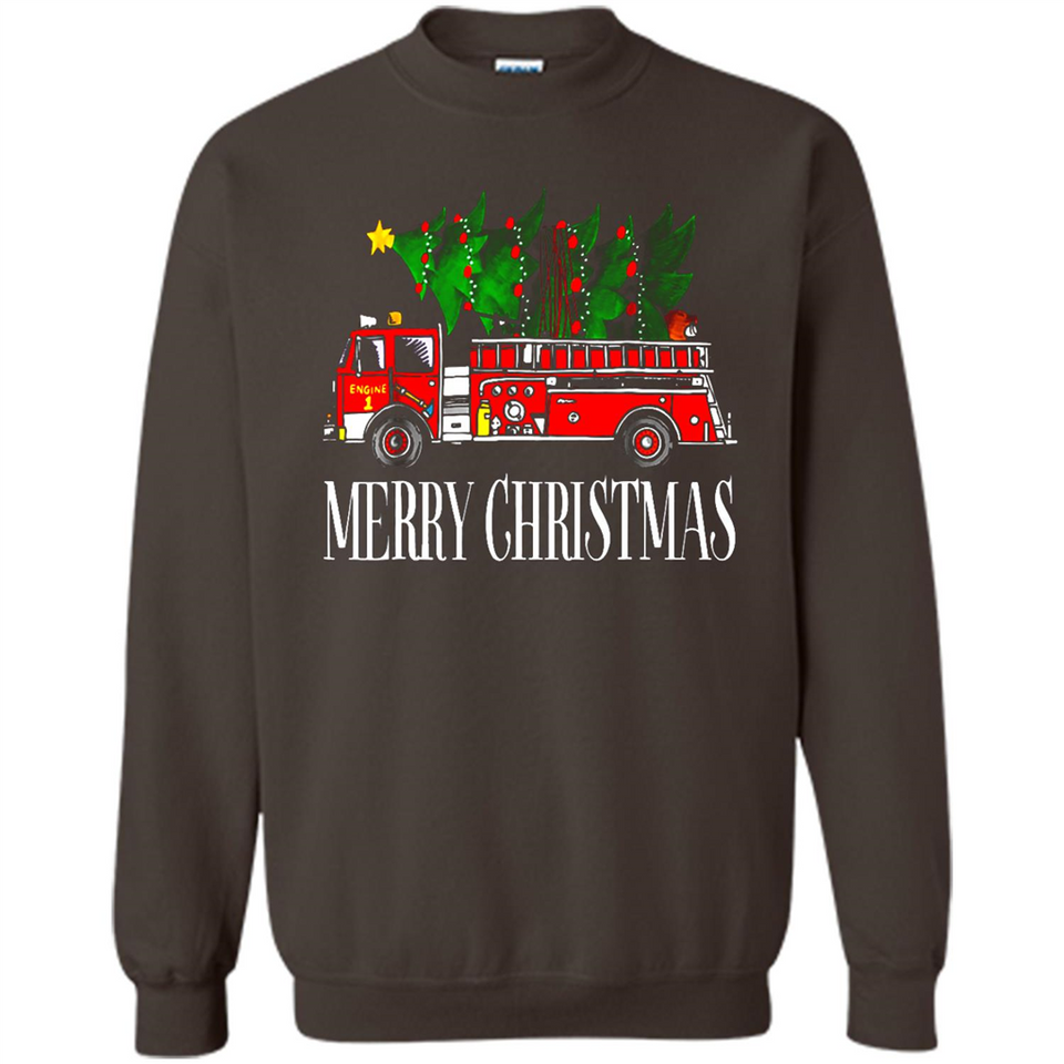 Firetruck Santa Sleigh Merry Christmas Firefighter - Sweatshirt