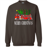 Firetruck Santa Sleigh Merry Christmas Firefighter - Sweatshirt