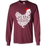 Chicken Christmas T Shirt Merry Chickmas Santa Claus Gifts - Long Sleeve T-Shirt