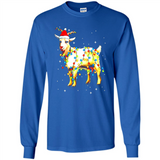 Christmas Lights Goat Wearing Santa Hat T-Shirt - Long Sleeve T-Shirt