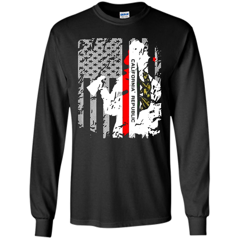 Paradise California Firefighter Thin Red Line Funds Youth T-Shirt PINGPONG - Long Sleeve T-Shirt