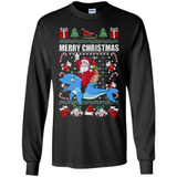 Ugly Christmas Santa Riding Dolphin - Long Sleeve T-Shirt
