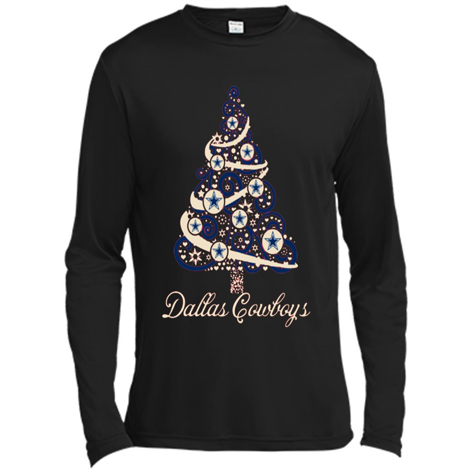 Dallas Cowboys NFL Football Team Logo Christmas Tree T-Shirt - Canvas Long Sleeve T-Shirt