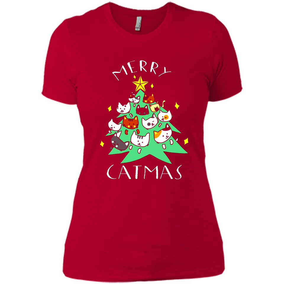 Merry Catmas Funny Cool Christmas Mug PINGPONG - Ladies' Boyfriend T-Shirt